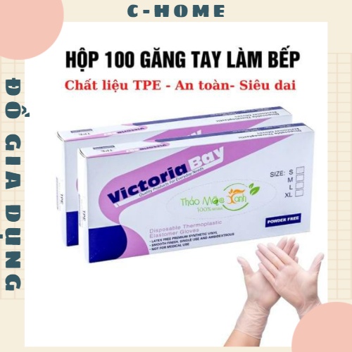 Hộp 100 chiếc găng tay Victoria TPE siêu dai không thấm nước,