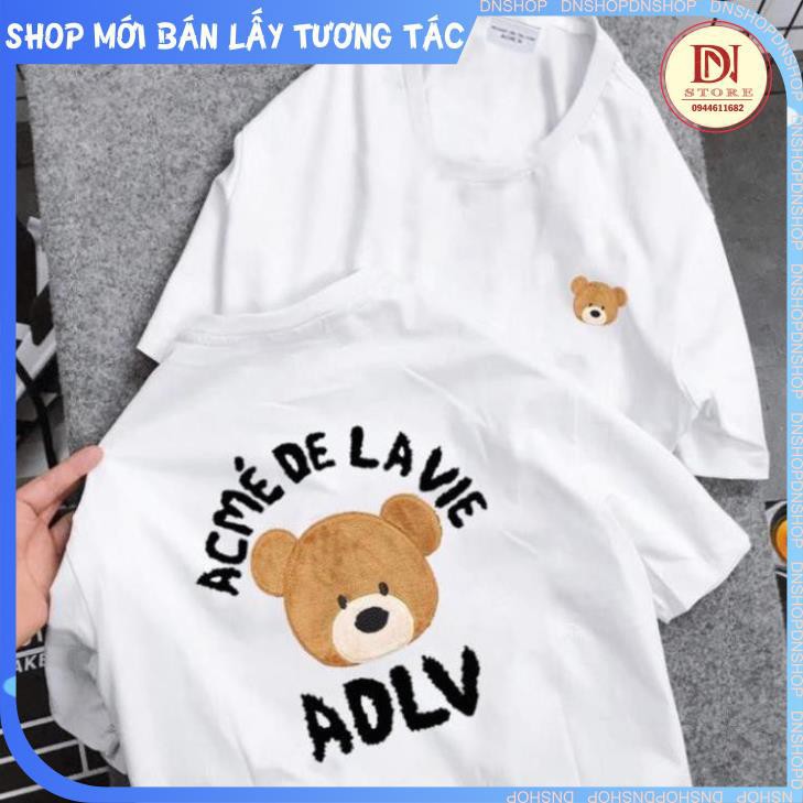 áo thun gấu ADLV , tay lỡ from rộng phong cách hàn quốc hot trend , phông nam nữ unisex , basic