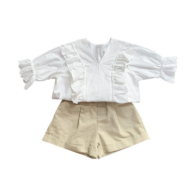 Set Áo Thun Cotton + Quần Short Thời Trang Hè Hàn Quốc 2023 Mới Cho Bé Gái