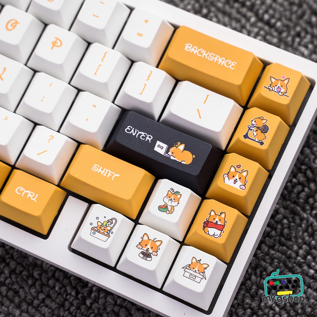 Keycap Corgi cherry nhựa PBT in nhiệt dye-sub cực chi tiết, cherry profile