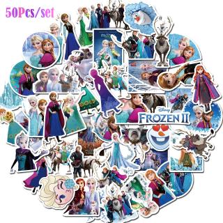 Bộ 50 Miếng Dán Sticker Hình Công Chúa Elsa Và Anna