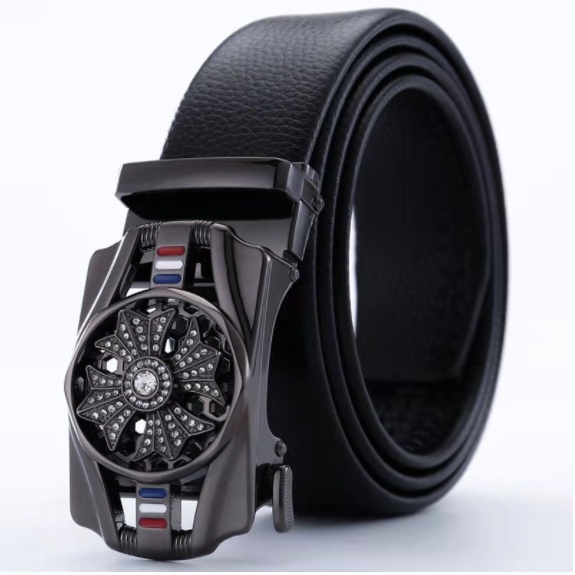 Thắt lưng nam da bò nguyên miếng, dây nịt mặt khóa xoay tự động thông minh