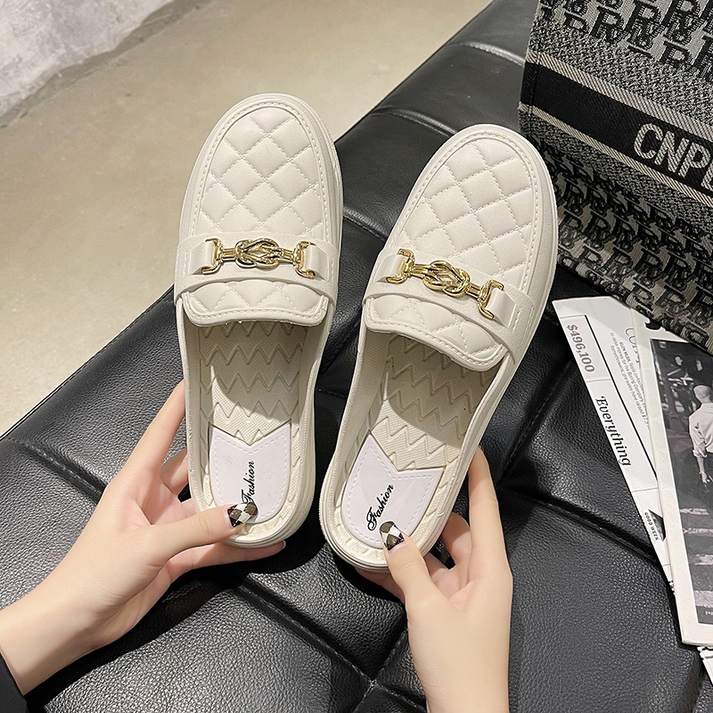 Hàng HOT Dép Bít Mũi Đế Bằng Chống Trượt Chống Thấm Nước giày Thời Trang Mùa Hè Dép Bít Mũi Chất Liệu PVC Mềm Thanh Lịch Thời Trang Cho Nữ【Texas053】