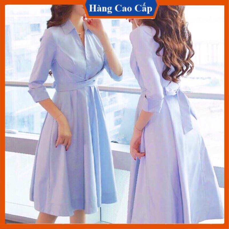 Đầm Váy Xanh Cột Chéo Eo (kèm hình thật)