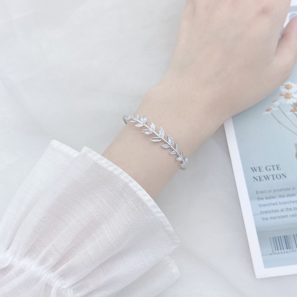 Lắc Tay Bạc Blue Peach Lá Đính Đá LT125