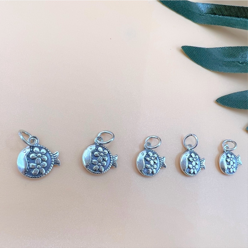 Charm móc treo hình cá có hoa văn bạc thái - Charm Bạc 925 - Mã CA890
