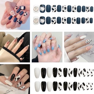 Móng Tay Bò Sữa Hot trend 2021 Bộ Nail Box  24 móng tay giả loại dài ngắn kèm keo
