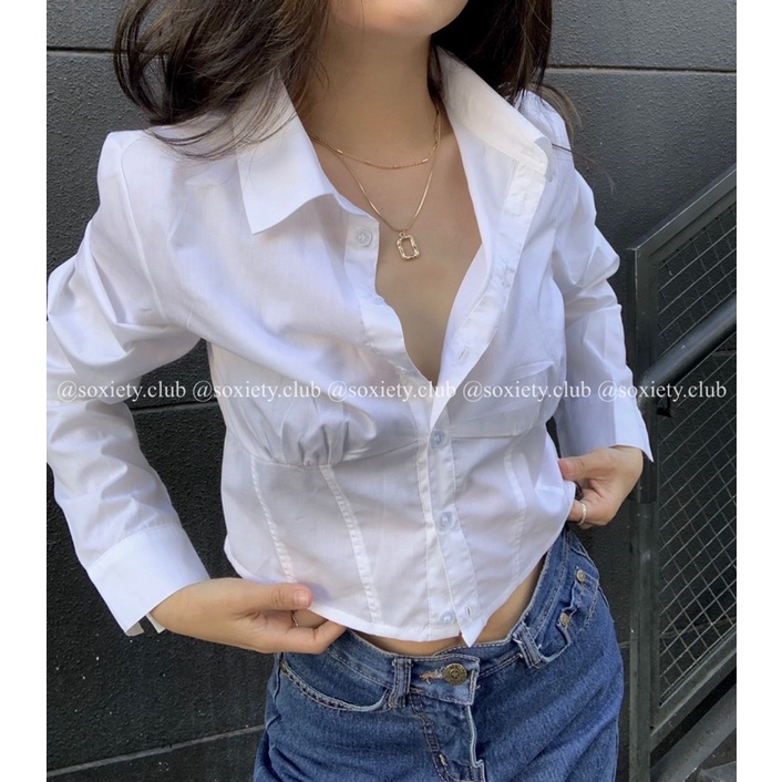 Áo sơ mi croptop vạt bầu trendy hot hit phù hợp mùa hè 💕 A29