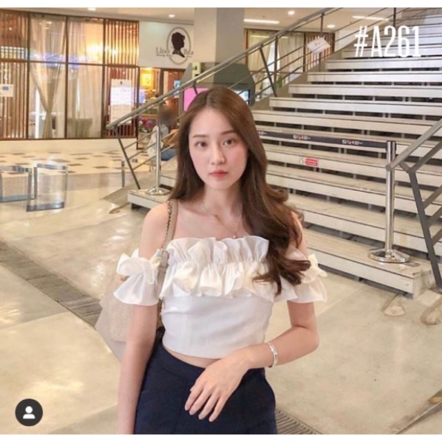 Trễ vai nhúm vai kiểu hàng đẹp Hanna