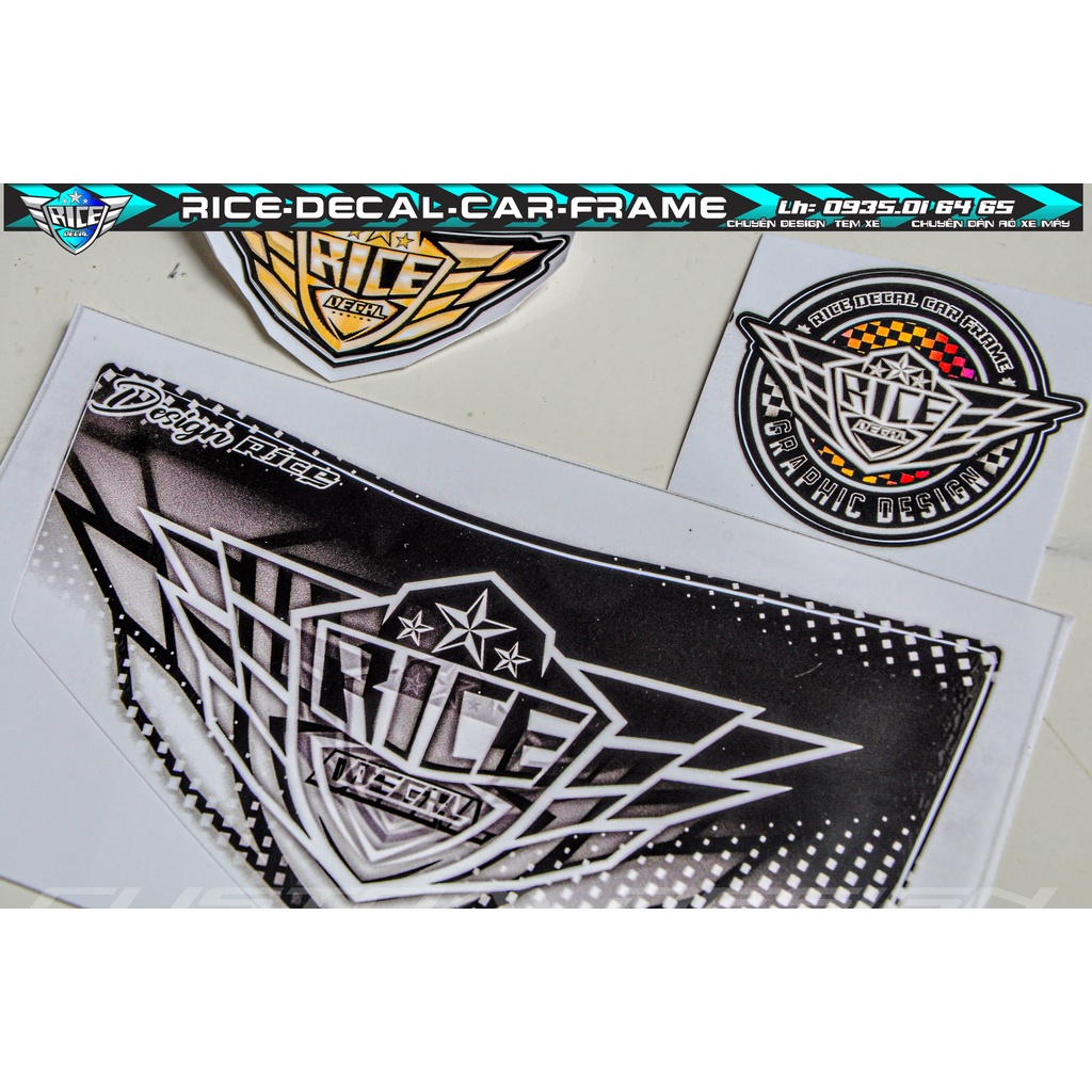 Tem Dán Hộp Đầu Sirius Rice decal LoGo Lớn màu Trắng