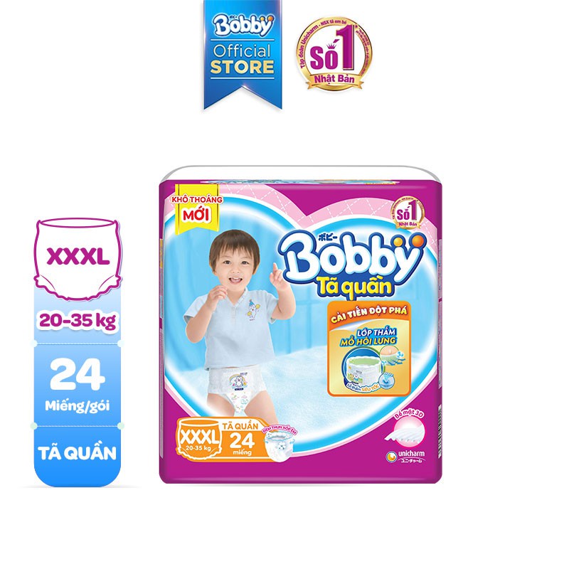 Tã Quần Bobby Size XXXL 24 Miếng