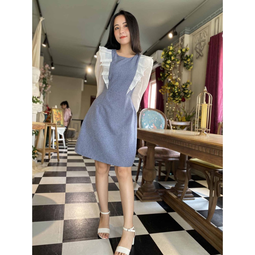 Đầm công sở nữ thiết kế dễ thương tay lỡ bánh bèo xinh che bụng mỡ mềm mát thời trang công sở dạo phố - Thời trang Lux W | BigBuy360 - bigbuy360.vn