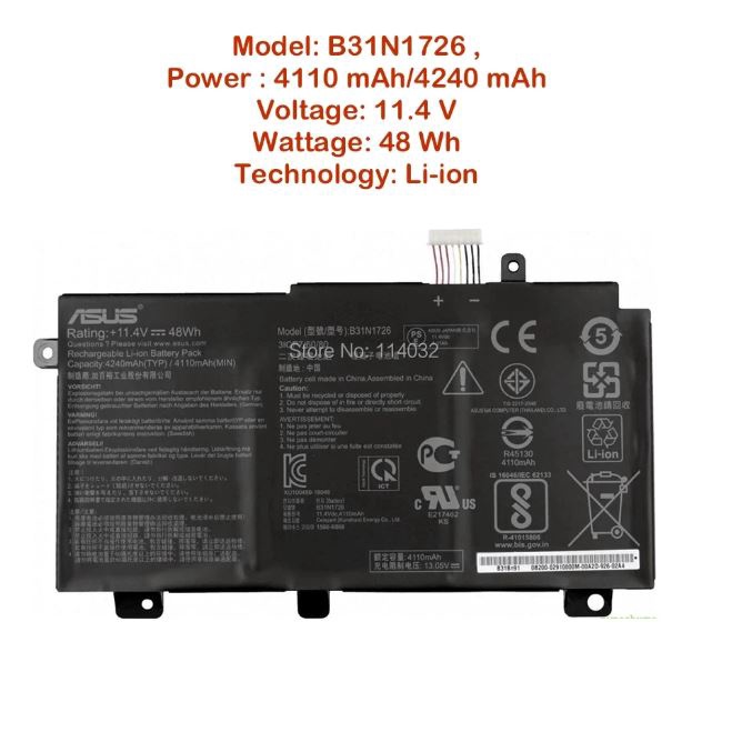 Pin laptop Asus X504 FX504GD FX505 FX505GE FX80 FX80GE B31N1726