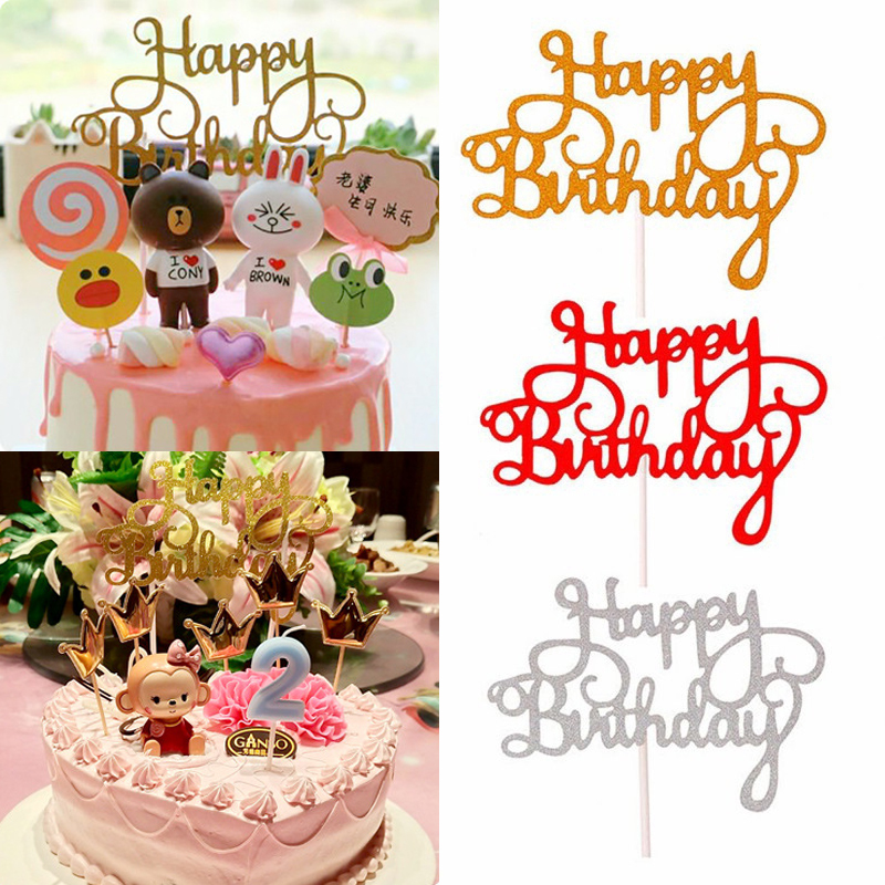 Set 5 Que Chữ Happy Birthday Gắn Trang Trí Bánh Kem