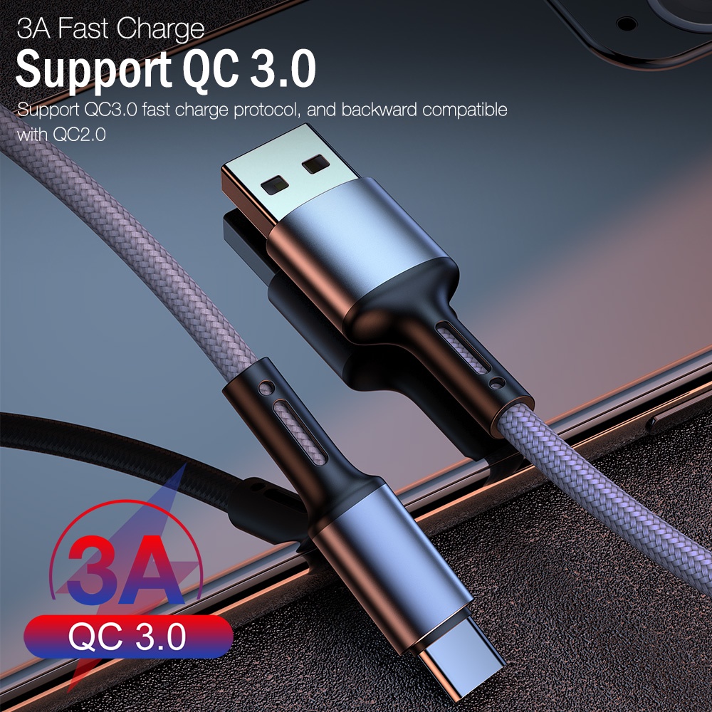 Dây Cáp Sạc Nhanh USB Loại C Dài 25cm 1m 2m 3m Cho Samsung Xiaomi mi Redmi Realme Oppo Vivo Huawei Android