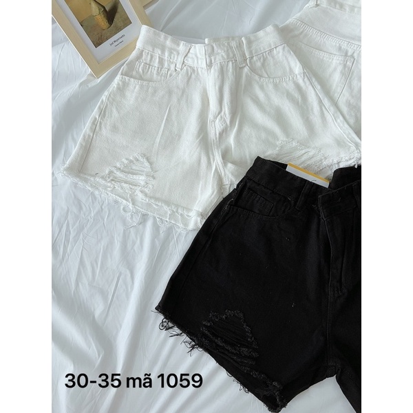 Quần Short Jean Nữ Lưng Cao Rách Kiểu Chất Mềm Mịn Bigsize Đến 80kg Ms1059