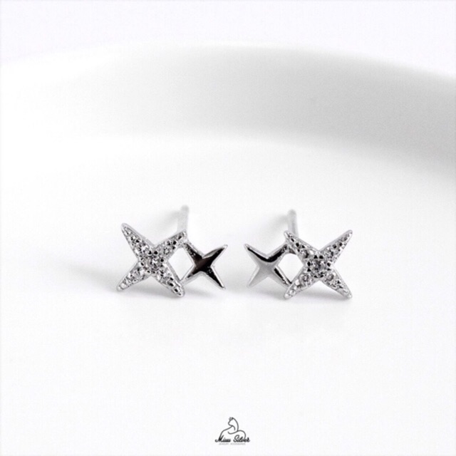 Bông tai nữ Miuu Silver, khuyên tai bạc 2 ngôi sao nhỏ Staries Earrings