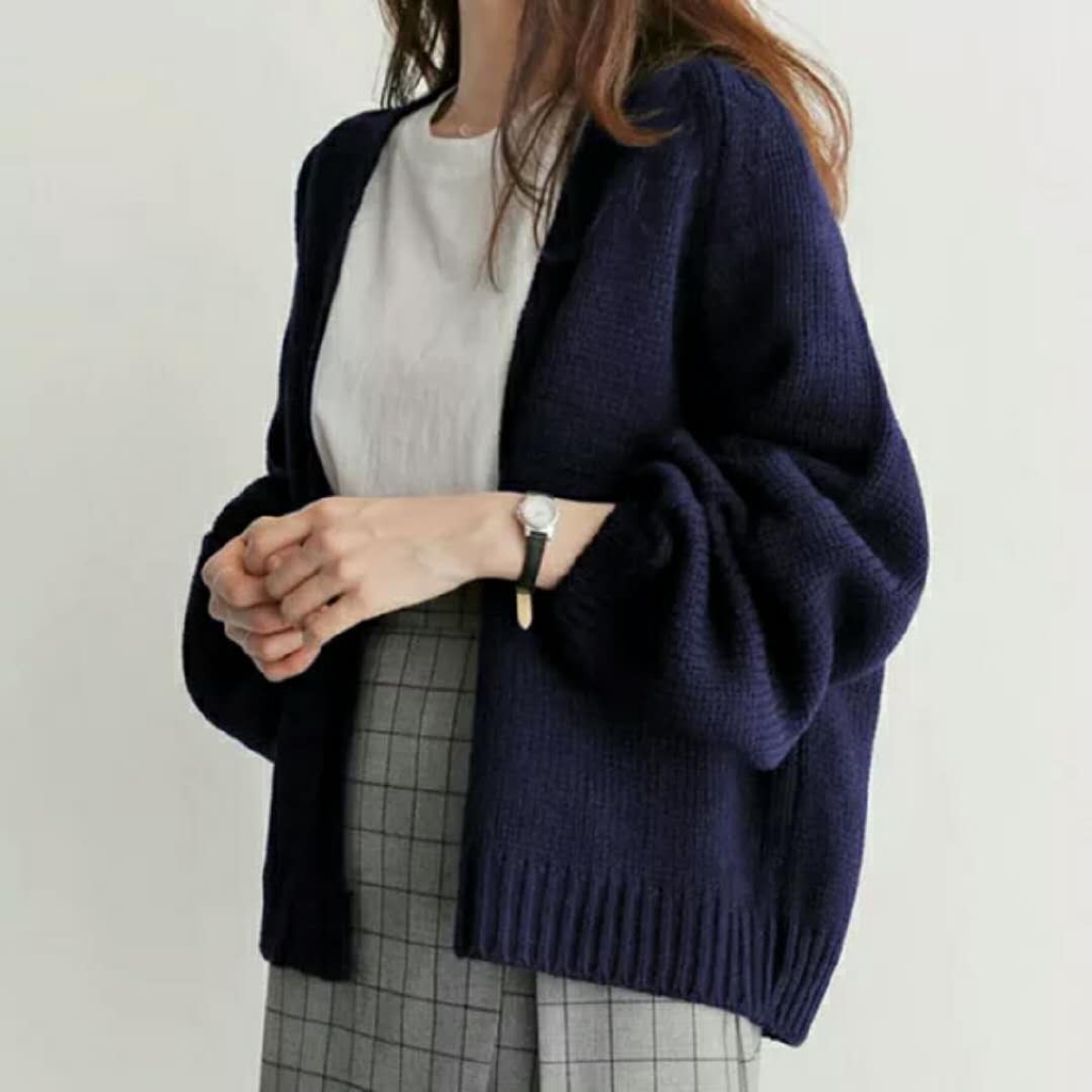 Áo khoác Cardigan dệt kim màu trơn dáng rộng thời trang dành cho nữ | WebRaoVat - webraovat.net.vn