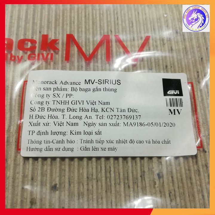 Baga Sau Givi Chính Hãng Gắn Cho Xe Sirius XăngCơ - Bảo Hành 2 Năm