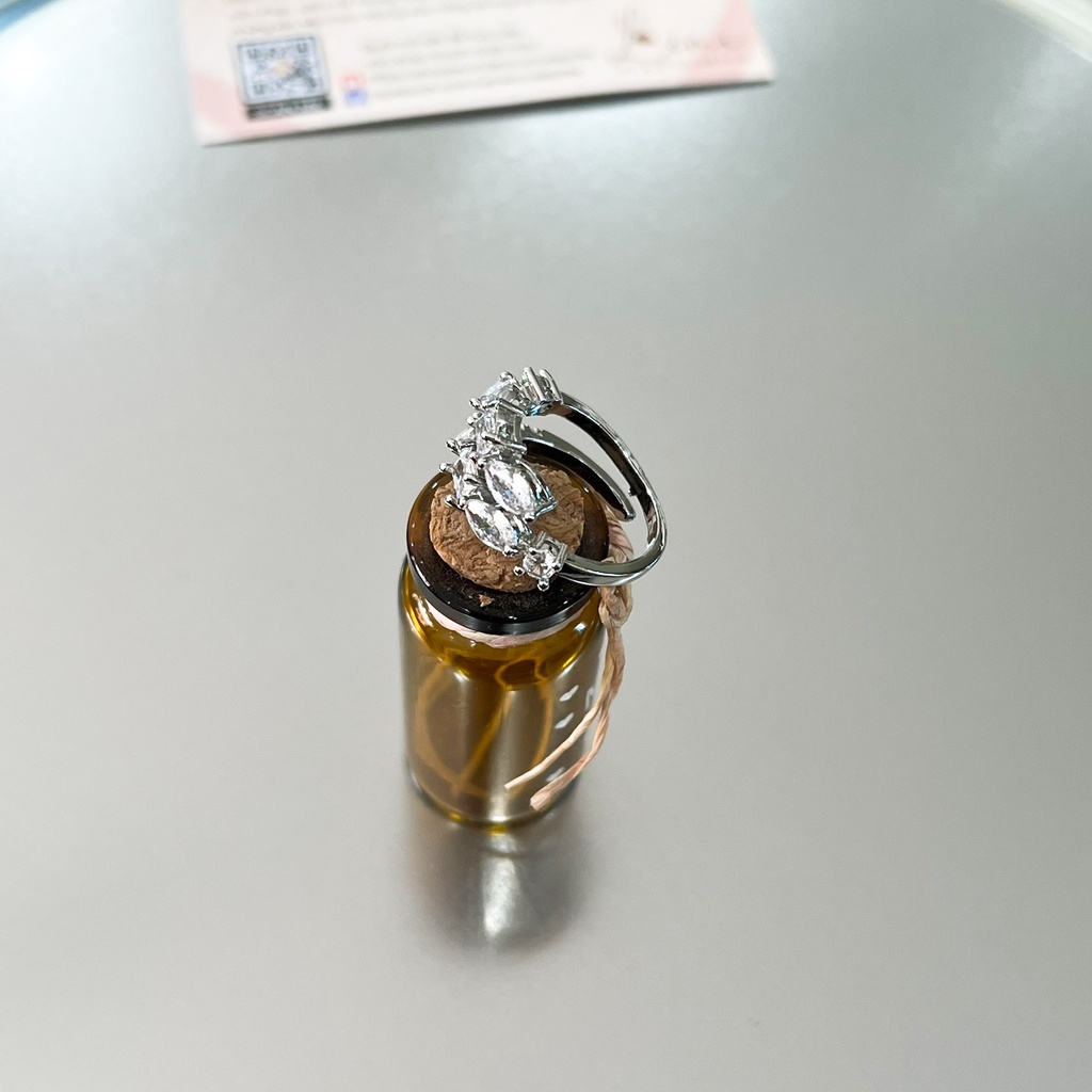 Nhẫn nữ mạ bạc S925 vòng tròn đôi có đính đá nhân tạo không phai màu không han rỉ có bảo hành, Lémi accessories