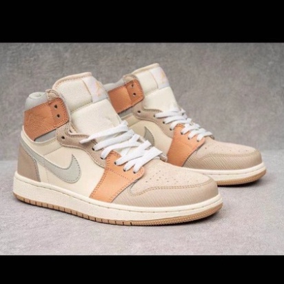Giày Sneaker Jordan 1 Mid Milan Cam Cao Cổ Giày Thể Thao Nữ Da Nhăn Full Box Freeship