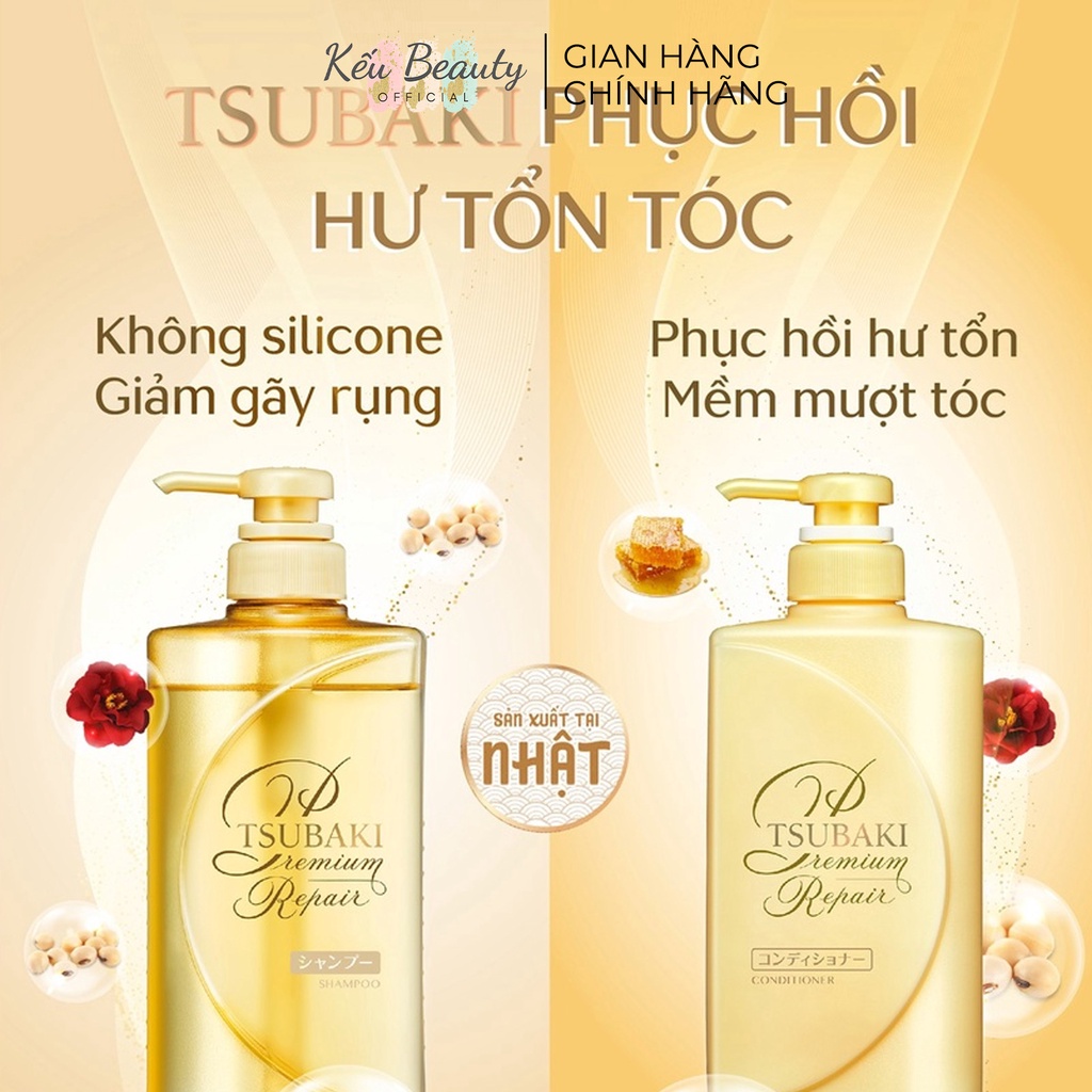 Dầu Gội, Dầu Xả Tsubaki Vàng Phục Hồi Ngăn Rụng Tóc Premium Repair  Và Mặt Nạ Tóc Phục Hồi Hư Tổn