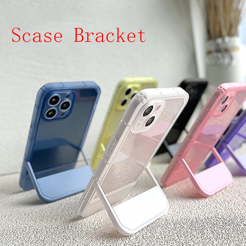 Ốp Điện Thoại Silicon TPU Mềm Trong Suốt Chống Sốc Có Giá Đỡ Cho IPhone 11 14 12 13 Pro X XR XS Max 6 6S 7 + 8 Plus