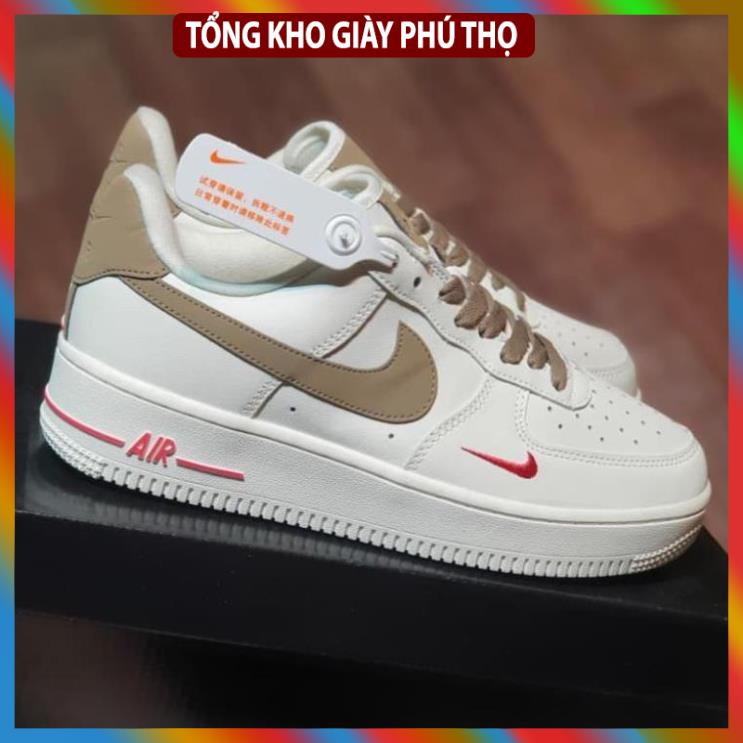 Giày thể thao Nike_AF1 vệt nâu, Giày sneaker Air Force 1 Low White Brown nam nữ cực chất dễ phối đồ 2022