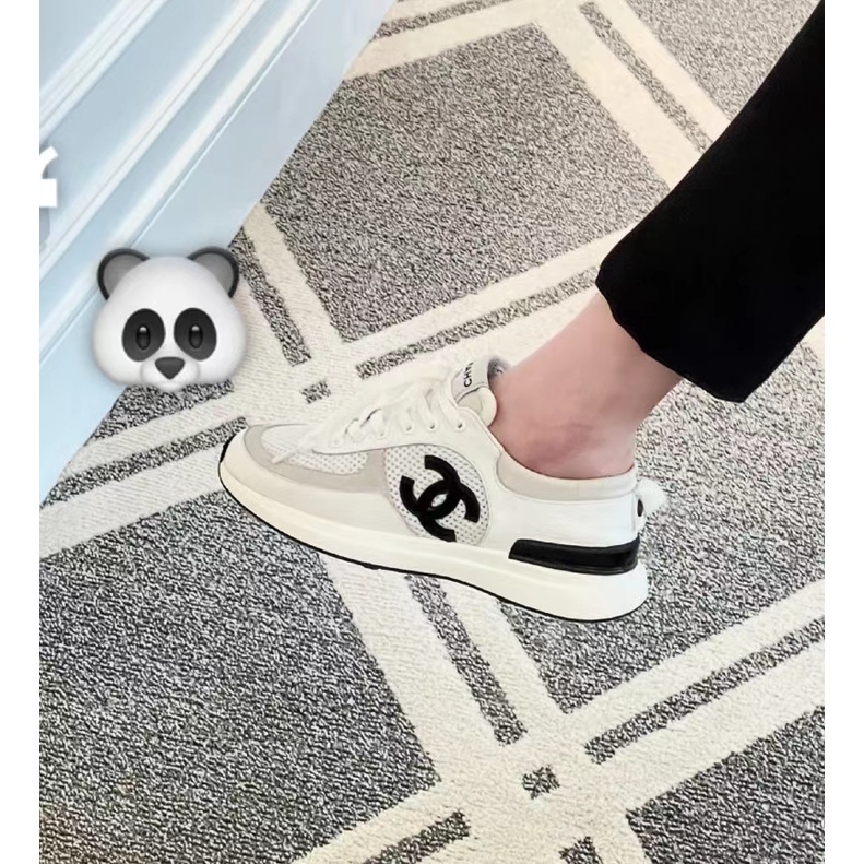 Giày Thể Thao Bằng Vải Da Lộn Màu Trắng Và Đen Không Hộp