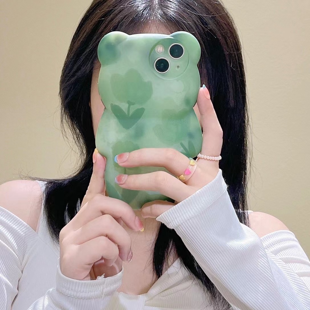 Ốp Điện Thoại Mềm In Hình Gấu 3D Cho Iphone 13 pro max 12 pro max 11 pro max xs max xr x