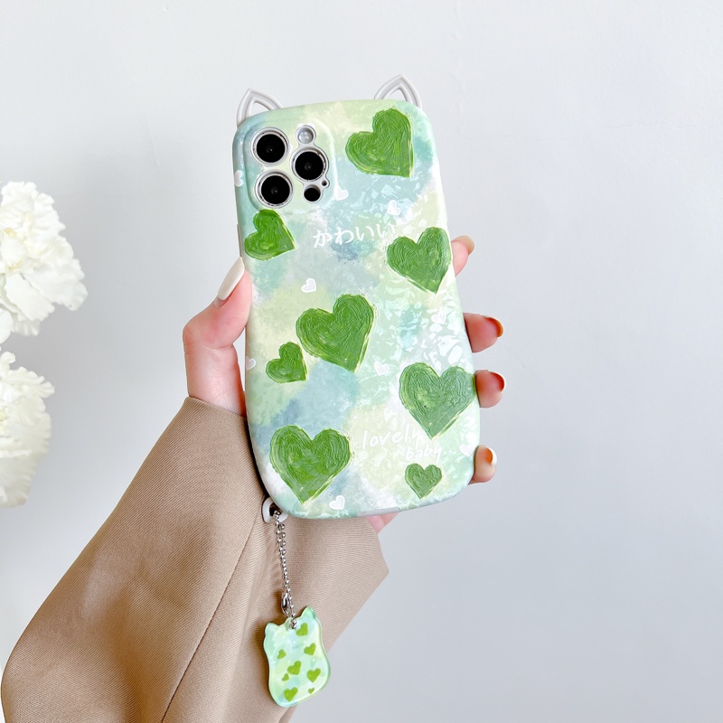 Ốp Điện Thoại TPU Mềm Giả Da Hình Tai Mèo 3D Cho iPhone 13 11 12 Pro Max 12Pro 13Pro X XS Max XR 7 8 Plus