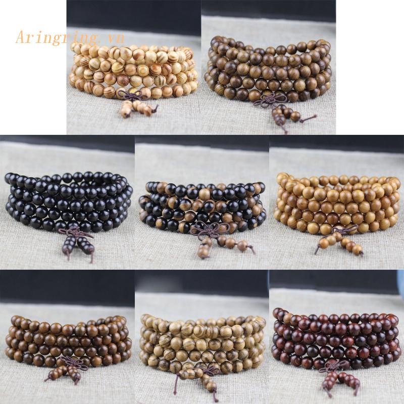Vòng Tay Chuỗi Hạt Gỗ Nhiều Lớp Phong Cách Phật Giáo