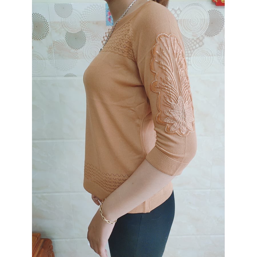 Áo kiểu len tay ren