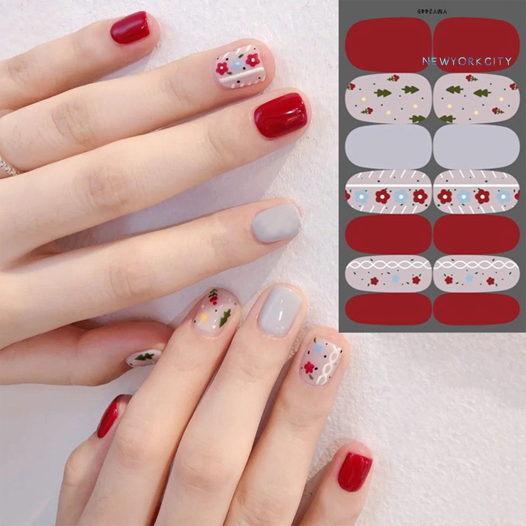 Miếng Dán Trang Trí Móng Tay Tự Dính Lâu Trôi Họa Tiết Giáng Sinh