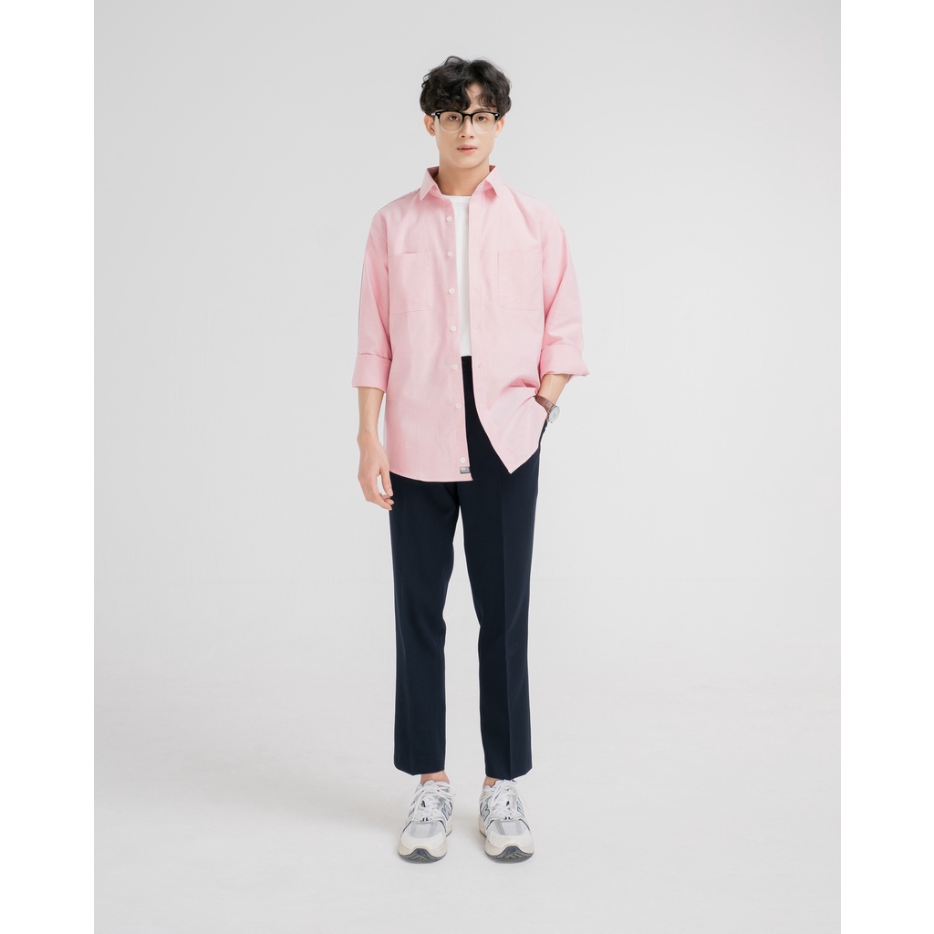 Áo sơ mi nam dài tay thiết kế cổ đức 2 túi ngực SSSTUTTER vải Cotton cao cấp thấm hút mồ hôi 5 màu Oval Shirt