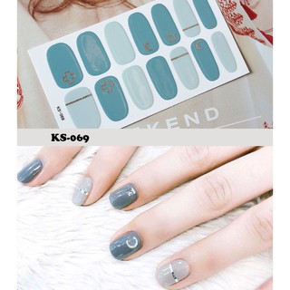 Tấm 14 miếng sticker dán móng tay họa tiết đơn giản thời trang cho nữ