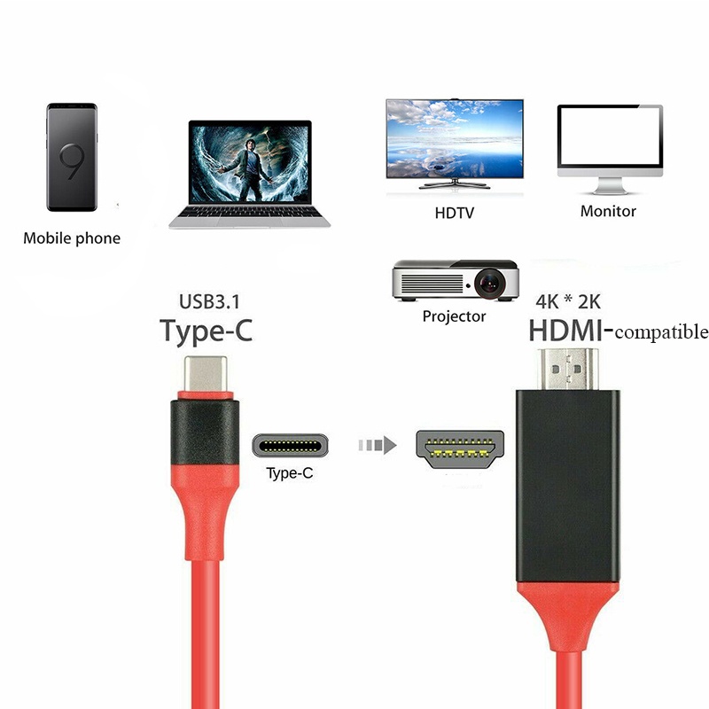 Cáp Chuyển Đổi TBTIC 2M Usb 3.1 Type C Sang Hdmi Hd 1080p 4k Hdtv Chất Lượng Cao Cho Samsung Galaxy S10 S9 S8