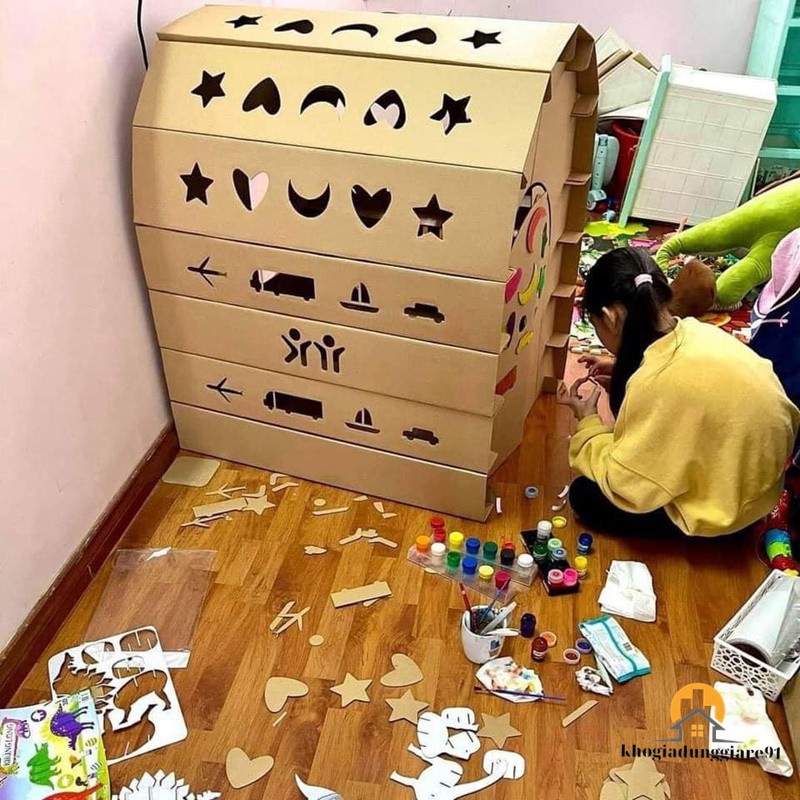 Nhà giấy carton lắp ráp cho bé - Nhà lắp ghép thông minh, Sáng Tạo và An Toàn