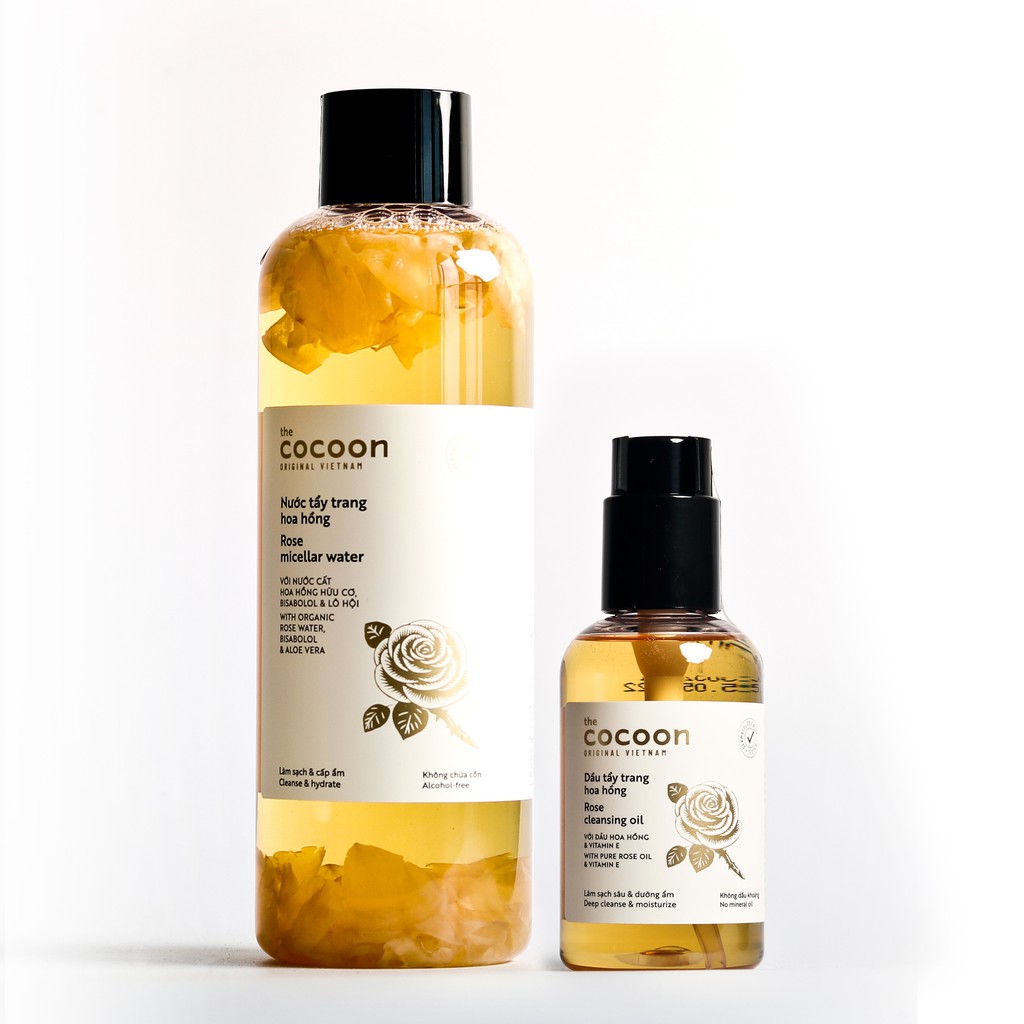 Combo Nước tẩy trang hoa hồng cocoon 500ml + Dầu tẩy trang hoa hồng cocoon 140ml