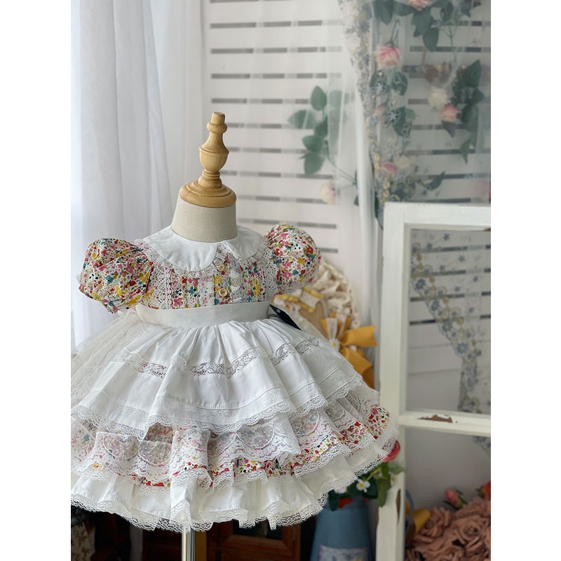 2022 New girls' summer floral maid Pengpeng skirt princess dress lolita dress gown guRJ