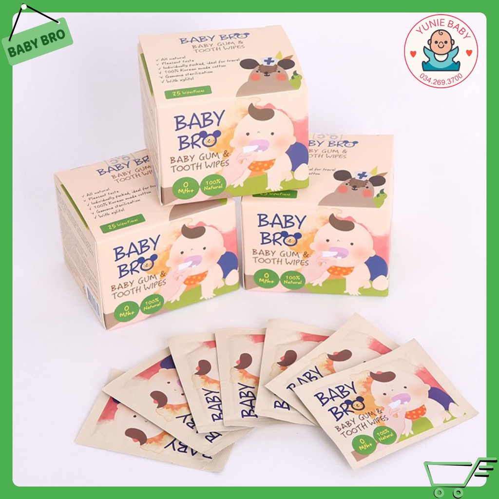 [CHÍNH HÃNG]Gạc rơ lưỡi Baby Bro Hàn Quốc chứa Xylitol tự nhiên cho bé