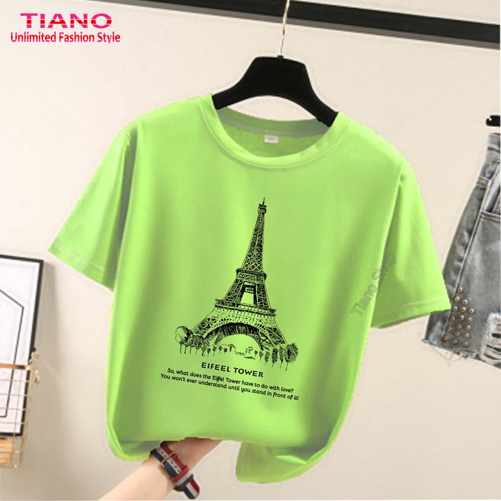 Áo Thun Nữ In Hình Tháp Paris Nhỏ Dễ Thương AT-373 (12 Màu)