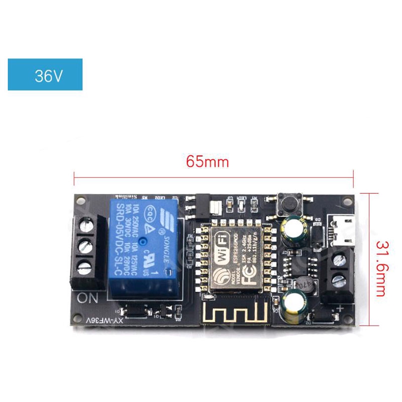 Điện thoại di động Sinilink WIFI Mô-đun chuyển tiếp điều khiển từ xa DC 6V-36V Smart Home Phone APP ESP-12F XY-WF36V