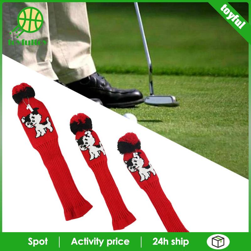 Set 3 Vỏ Bọc Đầu Gậy Đánh Golf Dệt Kim Mềm Mại Bảo Vệ Đầu