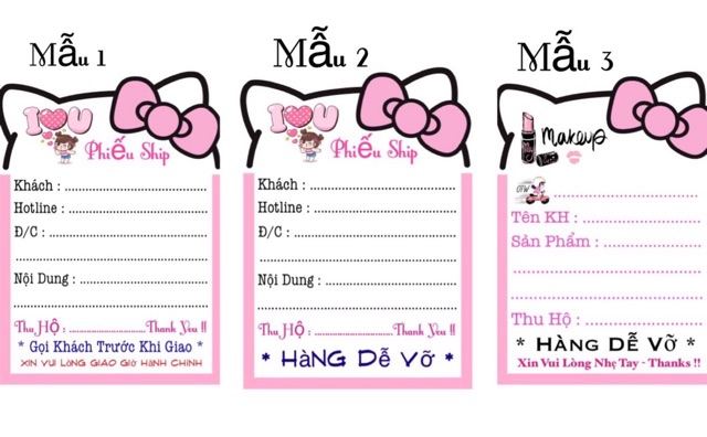 Phiếu giao hàng kitty có keo dán sẵn