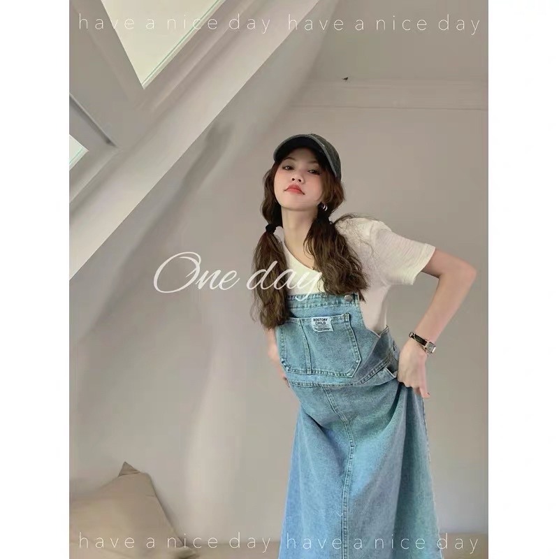 Yếm váy jean dài có sẵn
