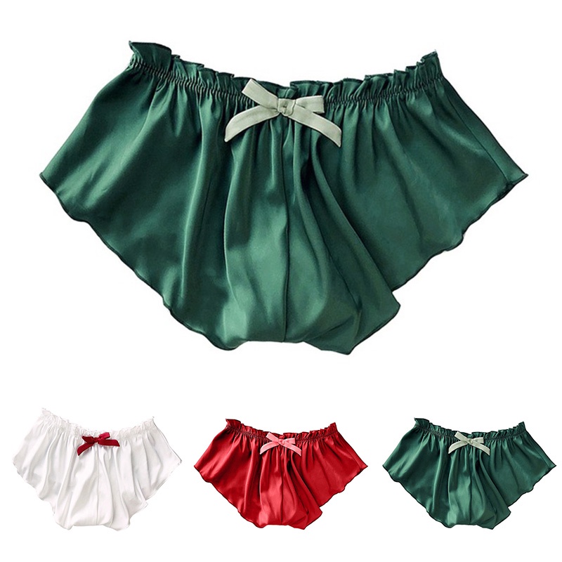 Quần Lót Lụa Satin Mềm Mại Thoáng Khí Màu Trơn Hợp Thời Trang Cho Nữ