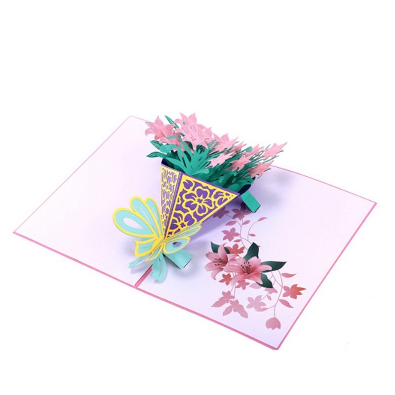love* Narcissus Greeting Cards Handmade Birthday Wedding Invitation 3D Pop Up Card New