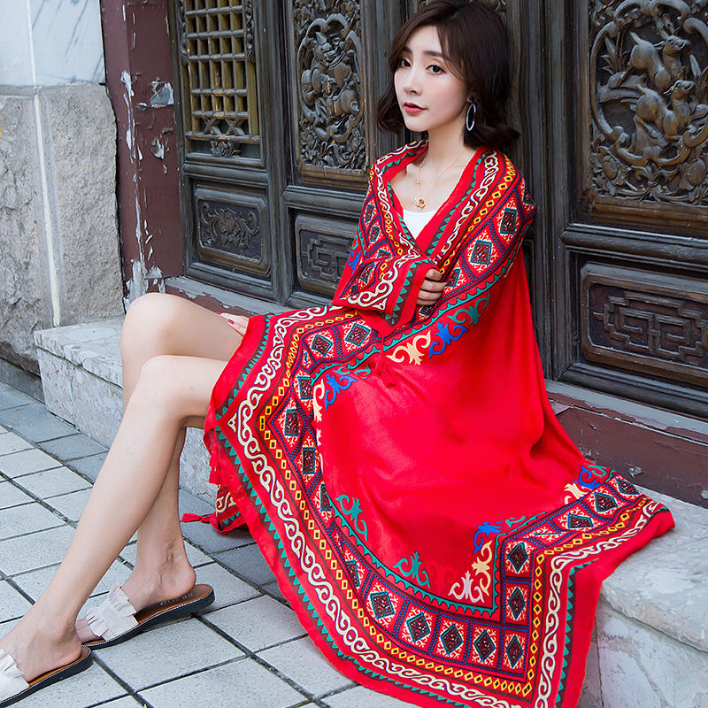 Khăn Choàng Vải Lanh Cotton Phong Cách Bohemian Thời Trang Cho Nữ