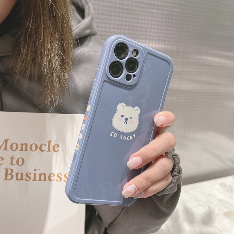Ốp lưng iphone xanh gấu trắng so lucky 6/6plus/6s/6splus/7/7plus/8/8plus/x/xr/xs/11/12/13/pro/max/plus/promax